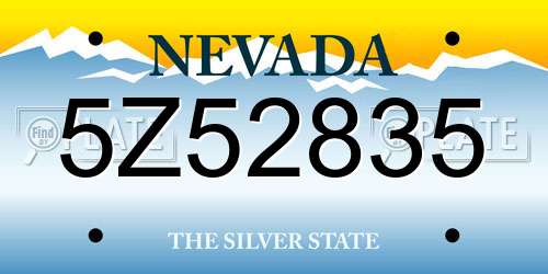 5Z52835 Nevada License Plate