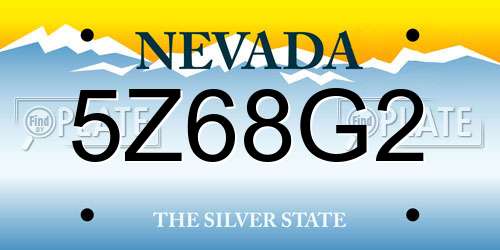 5Z68G2 Nevada License Plate