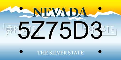 5Z75D3 Nevada License Plate