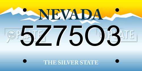 5Z75O3 Nevada License Plate