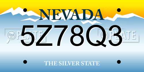5Z78Q3 Nevada License Plate