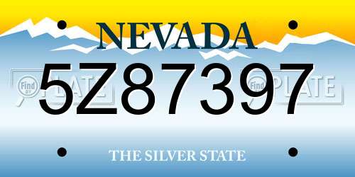 5Z87397 Nevada License Plate