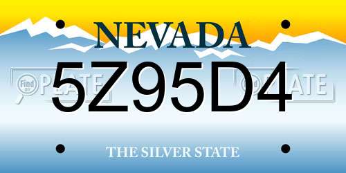 5Z95D4 Nevada License Plate