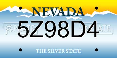 5Z98D4 Nevada License Plate