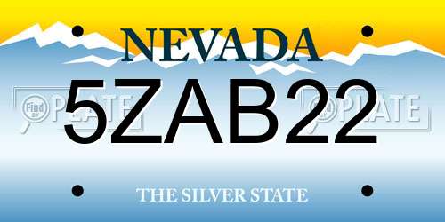 5ZAB22 Nevada License Plate