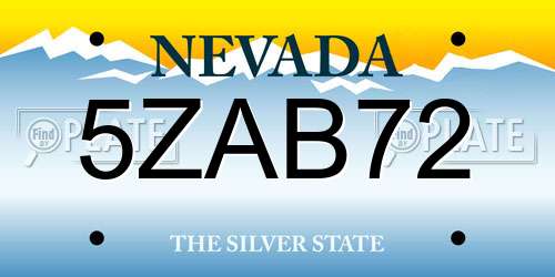 5ZAB72 Nevada License Plate