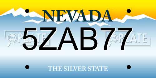 5ZAB77 Nevada License Plate