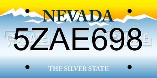 5ZAE698 Nevada License Plate