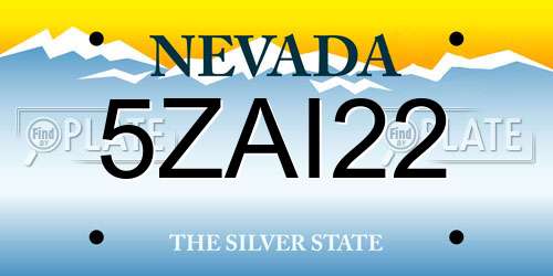 5ZAI22 Nevada License Plate