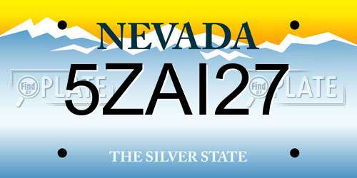 5ZAI27 Nevada License Plate