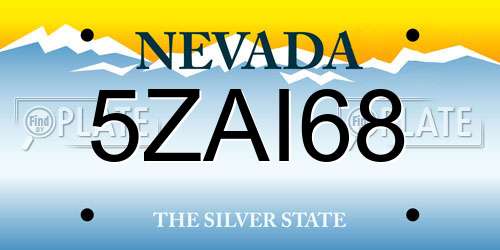 5ZAI68 Nevada License Plate