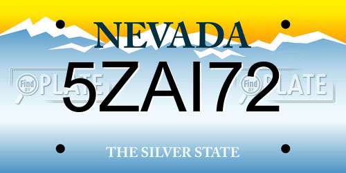 5ZAI72 Nevada License Plate