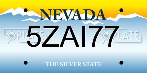 5ZAI77 Nevada License Plate