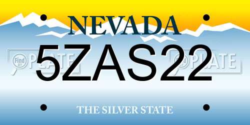 5ZAS22 Nevada License Plate