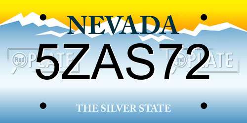 5ZAS72 Nevada License Plate