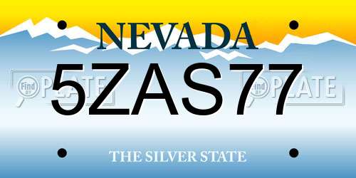 5ZAS77 Nevada License Plate