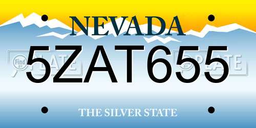 5ZAT655 Nevada License Plate