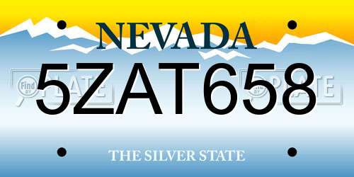 5ZAT658 Nevada License Plate
