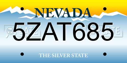 5ZAT685 Nevada License Plate
