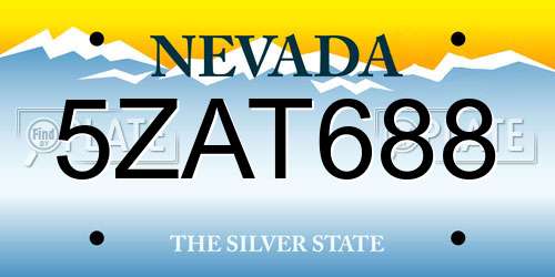 5ZAT688 Nevada License Plate