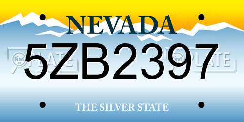 5ZB2397 Nevada License Plate