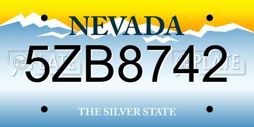 5ZB8742 Nevada License Plate