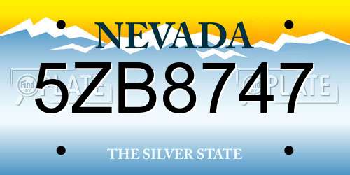 5ZB8747 Nevada License Plate