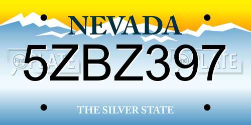 5ZBZ397 Nevada License Plate
