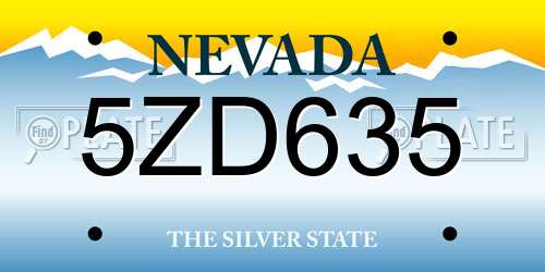5ZD635 Nevada License Plate