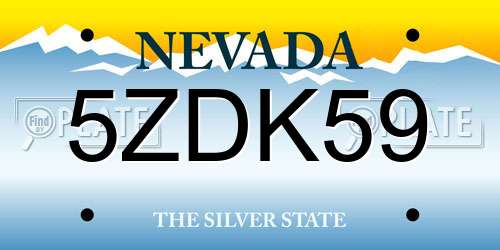 5ZDK59 Nevada License Plate