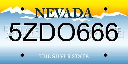 5ZDO666 Nevada License Plate