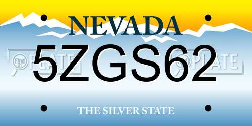 5ZGS62 Nevada License Plate