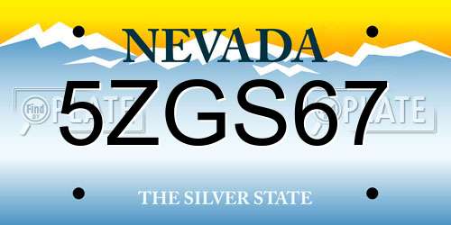 5ZGS67 Nevada License Plate