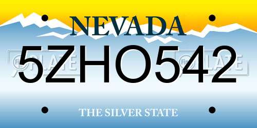 5ZHO542 Nevada License Plate