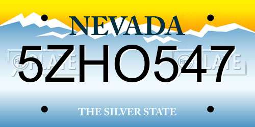 5ZHO547 Nevada License Plate