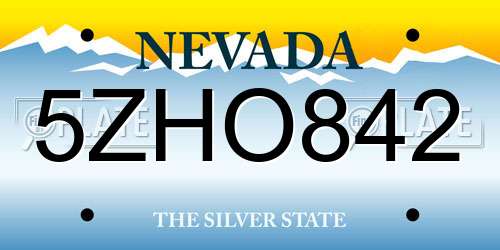5ZHO842 Nevada License Plate