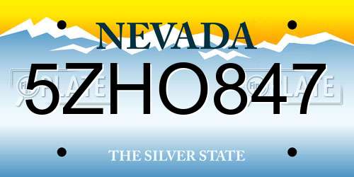 5ZHO847 Nevada License Plate