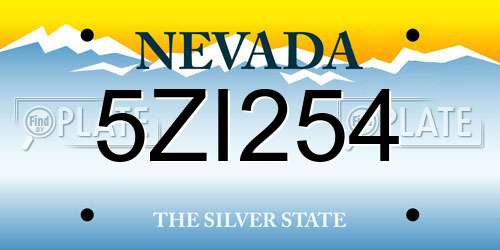 5ZI254 Nevada License Plate