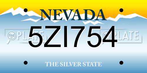 5ZI754 Nevada License Plate
