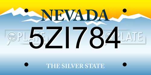 5ZI784 Nevada License Plate