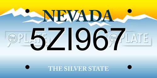 5ZI967 Nevada License Plate