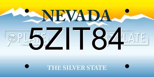 5ZIT84 Nevada License Plate