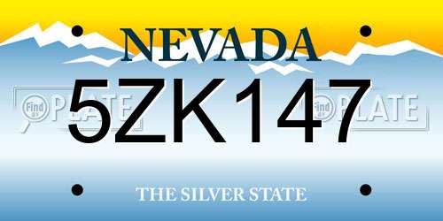 5ZK147 Nevada License Plate