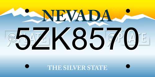 5ZK8570 Nevada License Plate