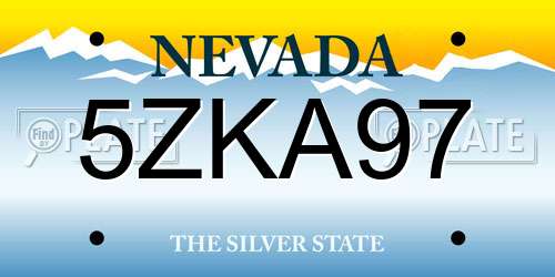 5ZKA97 Nevada License Plate