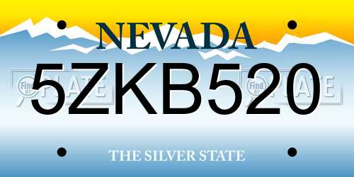 5ZKB520 Nevada License Plate