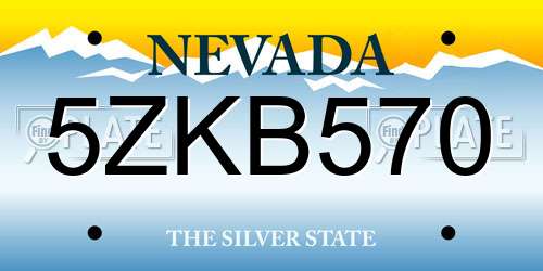5ZKB570 Nevada License Plate