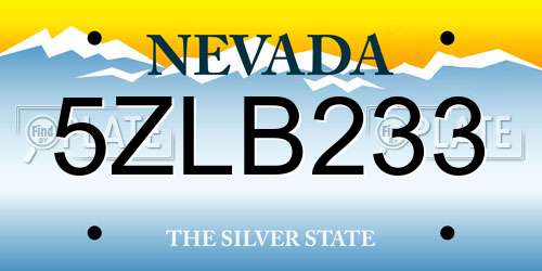 5ZLB233 Nevada License Plate