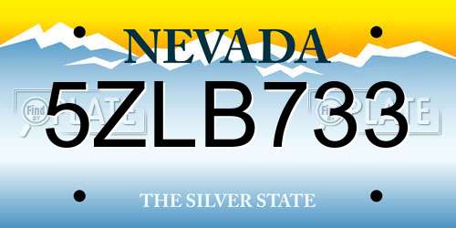 5ZLB733 Nevada License Plate