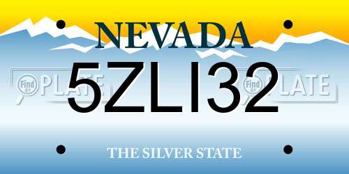 5ZLI32 Nevada License Plate